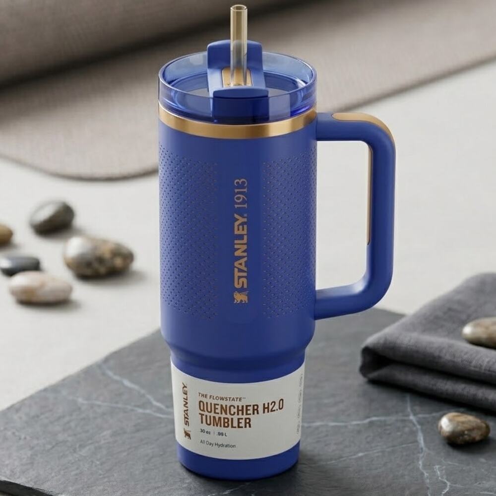 NEW Stanley Quencher H2.0 30oz Tumbler CALIA Exclusive Textured Navy Blue Cup